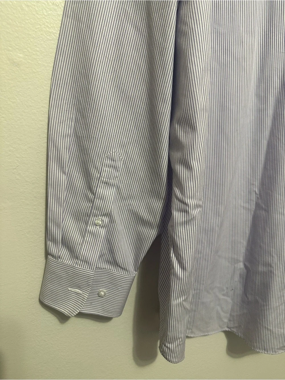 E.B. Wood Men's Non-Iron Dress Shirt Blue Stripe Long Sleeve Button Down 18 1/2